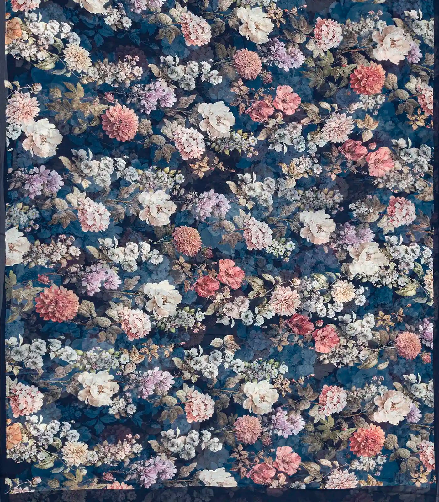 Navy Blue Georgette Silk Saree Printed With Floral Motifs