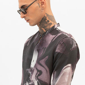 Mauve Abstract Mandarin Shirt