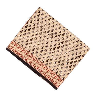 Sandal Woven Jaipur Cotton Saree Printed With Floral Motifs