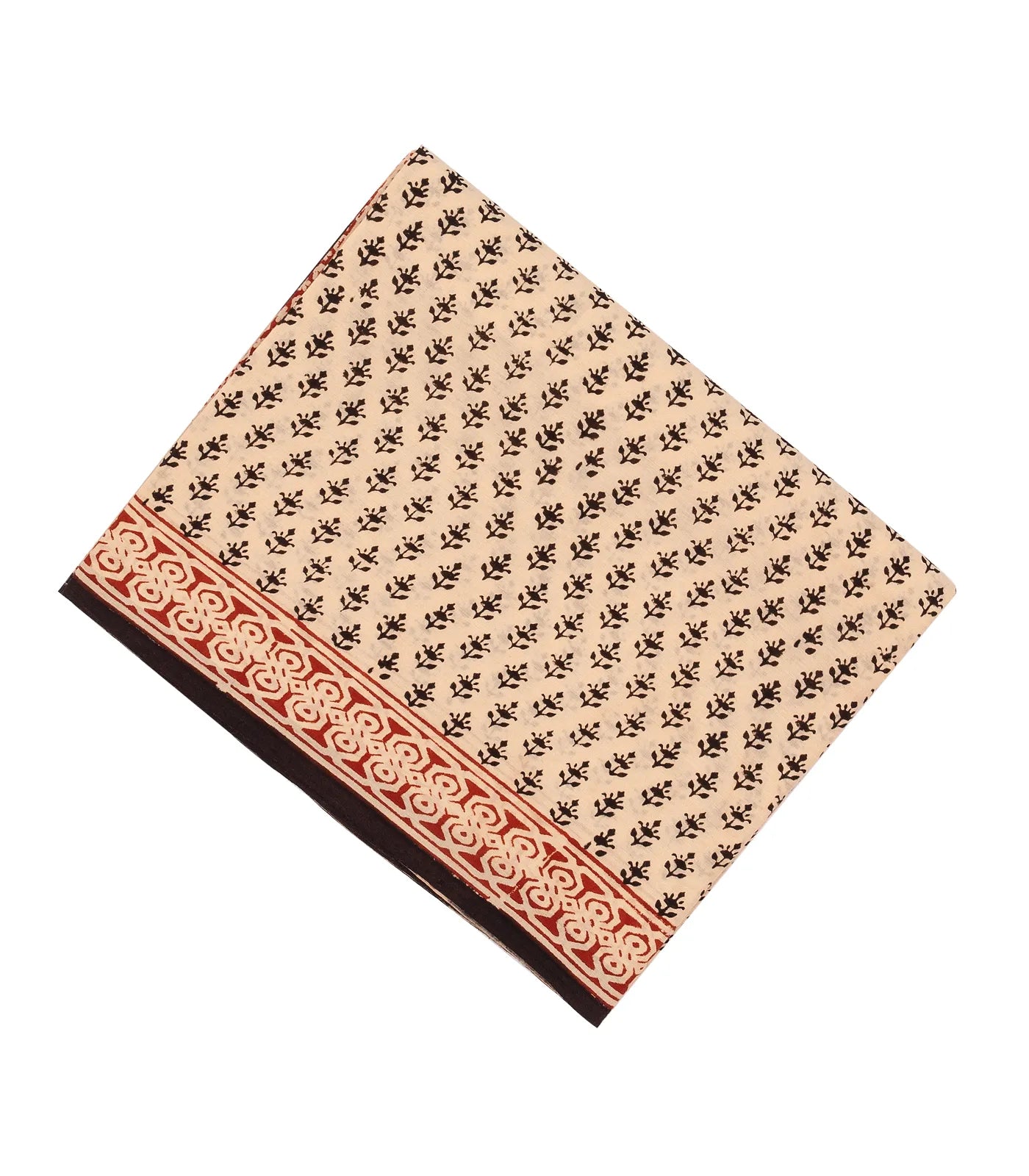 Sandal Woven Jaipur Cotton Saree Printed With Floral Motifs