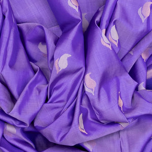 Lavender Handloom Uppada Silk Saree With Floral Zari Buttas