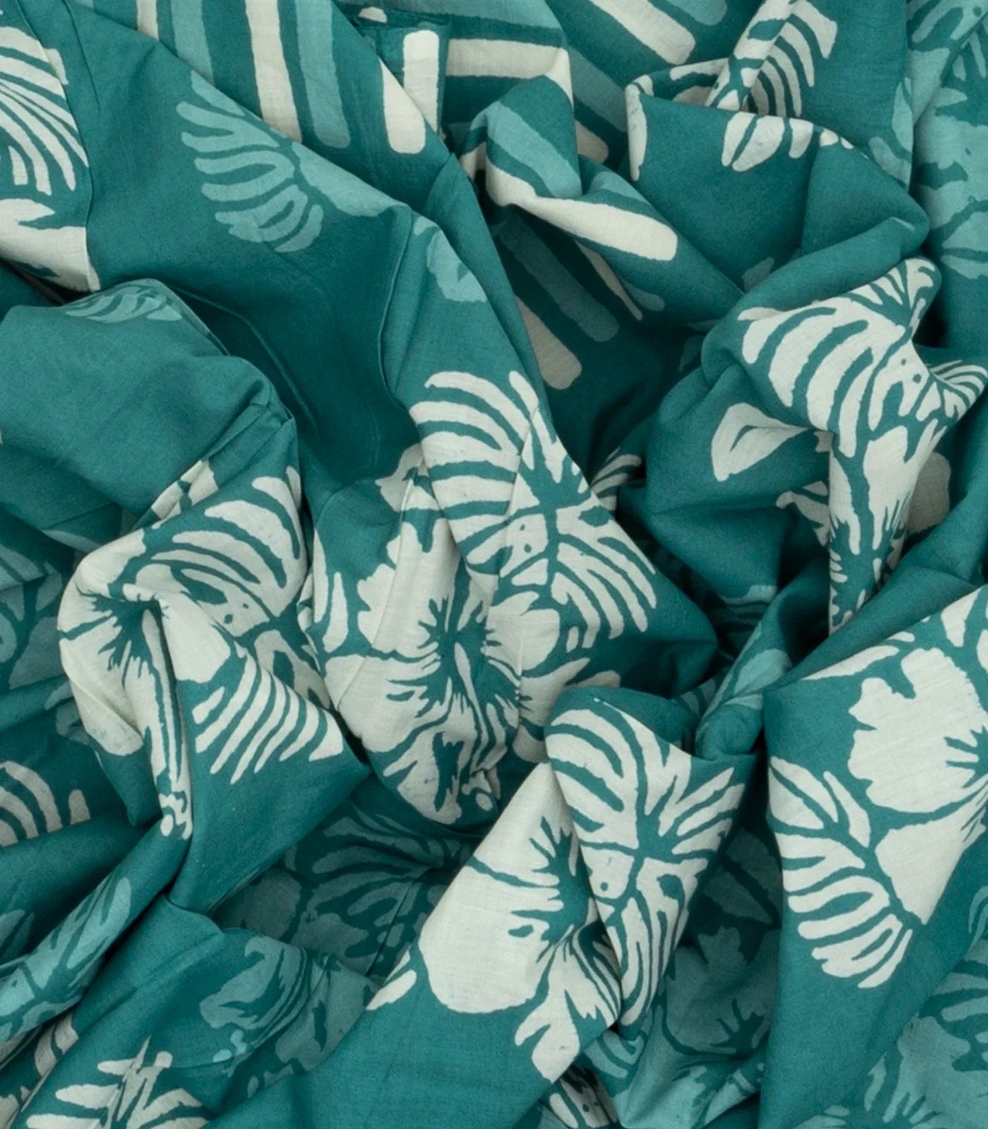 Sea Green Woven Jaipur Cotton Saree Printed With Floral  Motifs