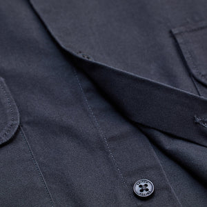 Charcoal Grey Solid Double Pocket Overshirt