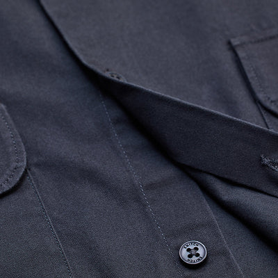 Charcoal Grey Solid Double Pocket Overshirt