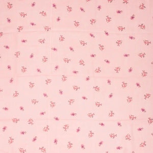 Baby Pink Handloom Linen Saree With Printed Floral Motifs