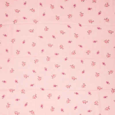 Baby Pink Handloom Linen Saree With Printed Floral Motifs