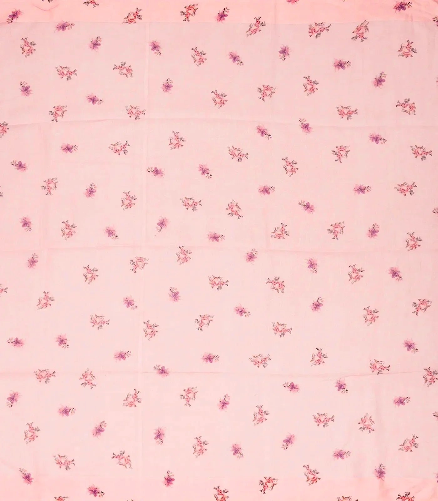 Baby Pink Handloom Linen Saree With Printed Floral Motifs