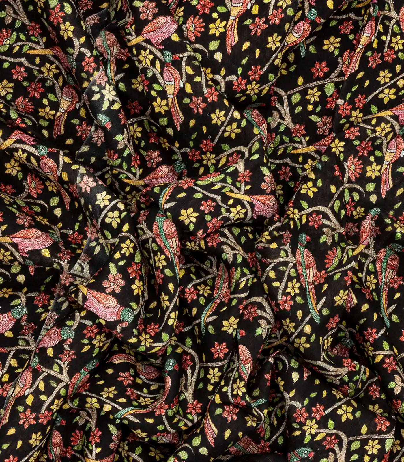 Sandal Handloom Tussar Silk Saree Printed With Floral Motifs