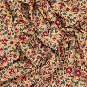 Sandal Woven Jaipur Cotton Saree Printed And Floral Motifs