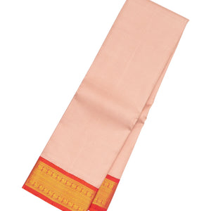 Baby Pink Handloom Korvai Kanchipuram Silk Saree With Orange Border