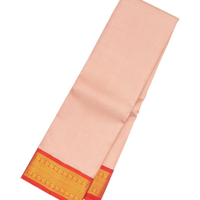 Baby Pink Handloom Korvai Kanchipuram Silk Saree With Orange Border