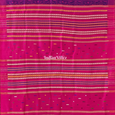 Purple Shree Yantra & Flower Contemporary Silk Saree with Double Pallu