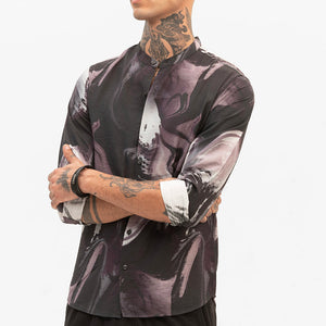 Mauve Abstract Mandarin Shirt