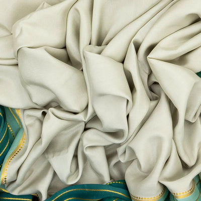 Light Green Mysore Plain Crepe Silk Saree With Contrast Green Border