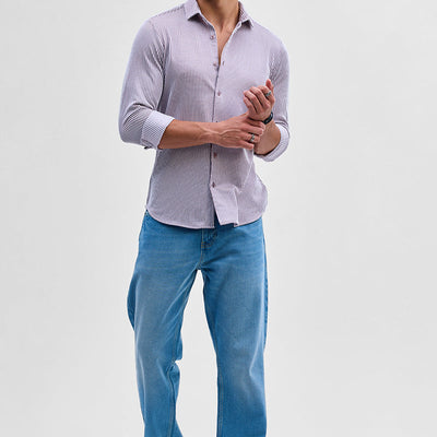 Lavender Stripes Slim Fit Stretch Shirt