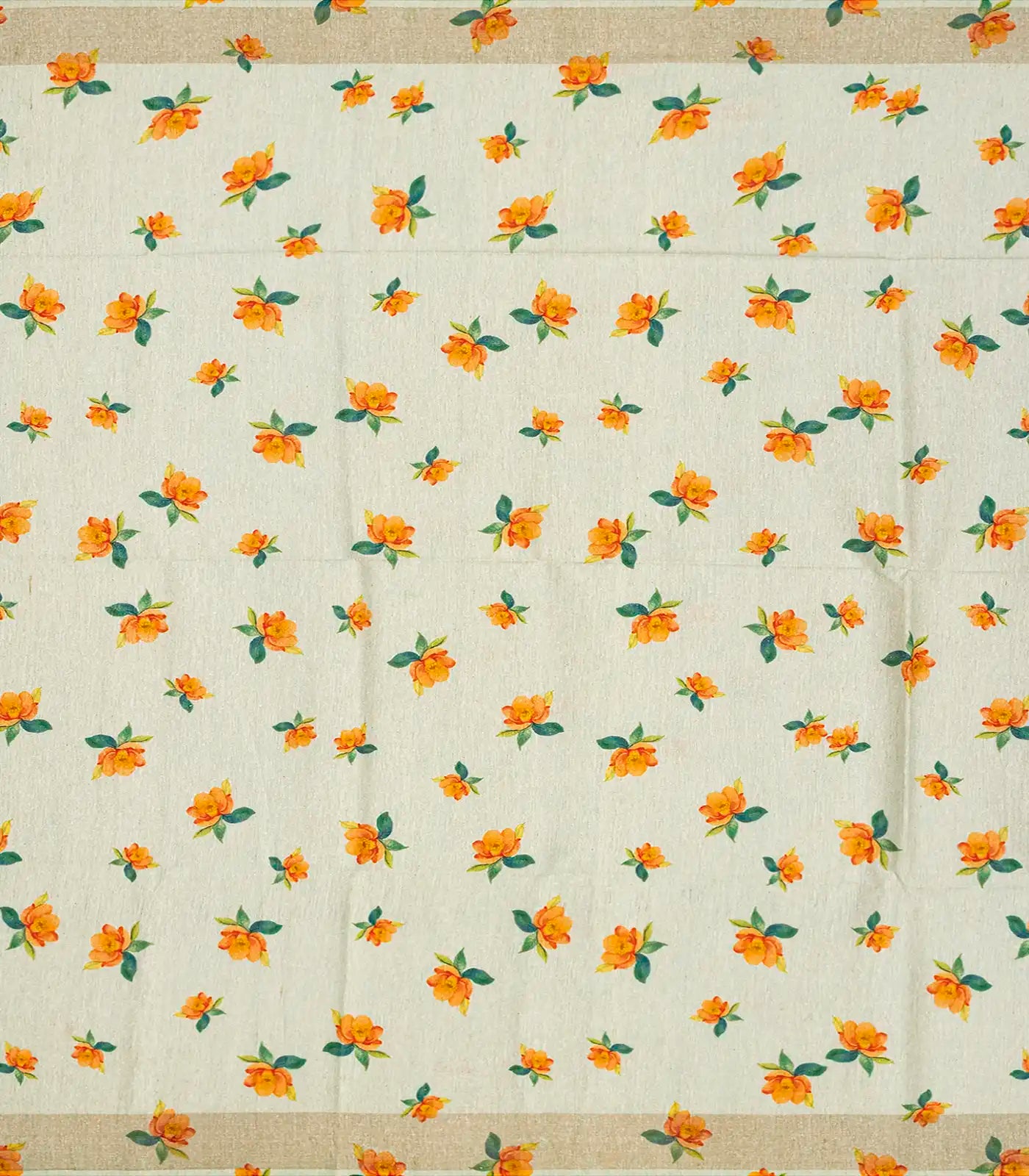 Taupe Handloom Tussar Silk Saree With Printed Bird Motifs-Taupe