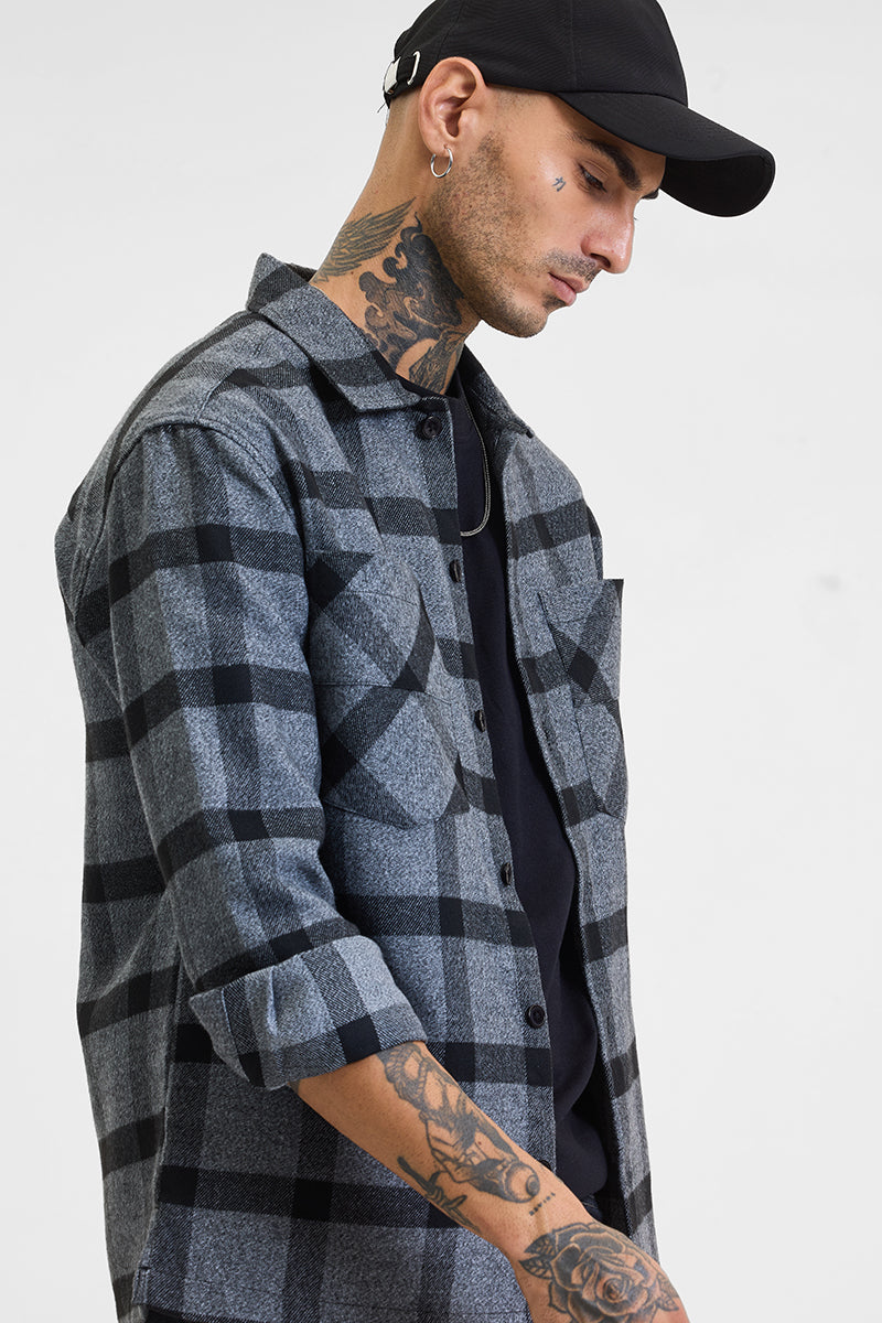 Grey Checks Relaxed Fit Overshirt