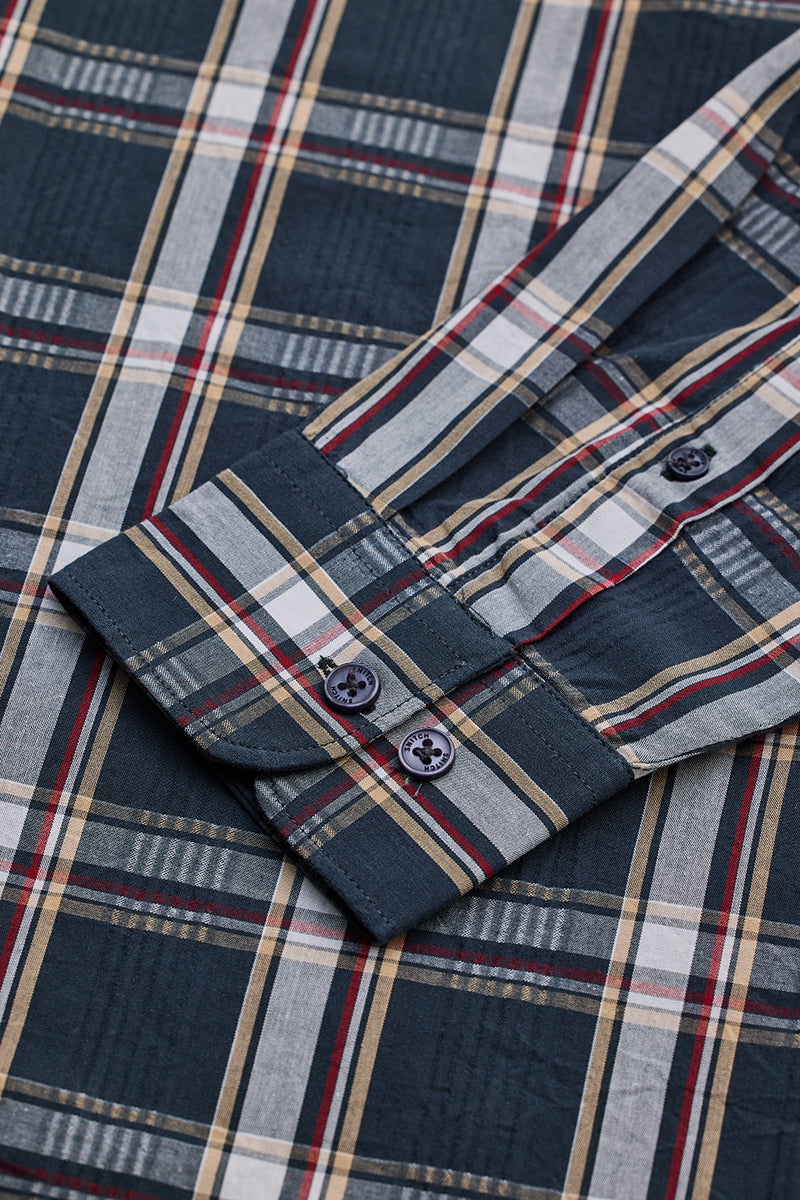 Dark Green Checks Slim Fit Shirt