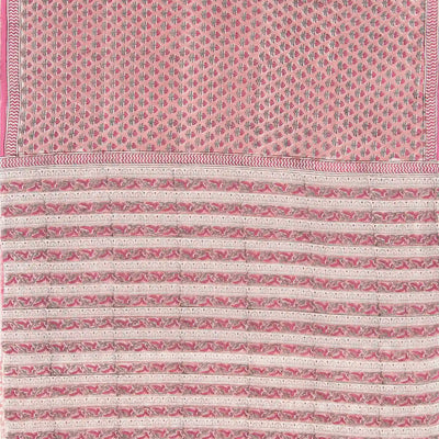 BubbleGum Pink Woven Jaipur Cotton Saree Printed With Floral Motifs
