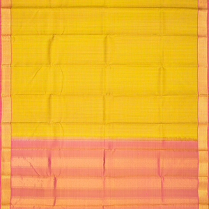 Mustard Handloom Kanchipuram Silk Saree With Checks