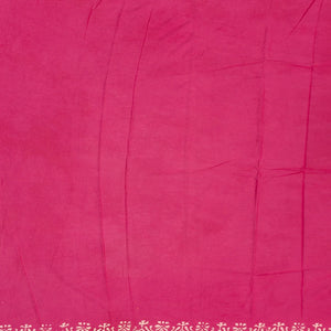 Hot Pink Woven Jaipur Cotton Saree Printed With Floral  Motifs