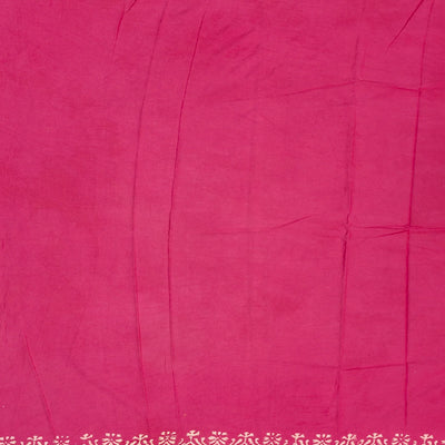 Hot Pink Woven Jaipur Cotton Saree Printed With Floral  Motifs