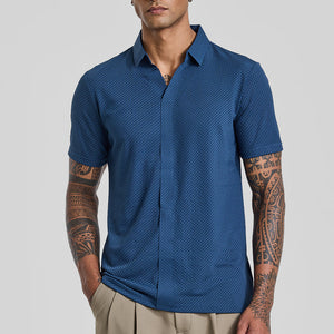 Blue Textured Polo T-Shirt