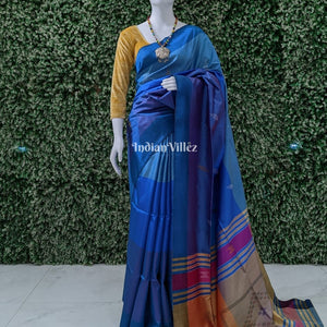 Multicolored Handwoven Soft Silk Saree