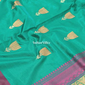 Sea Green Pure Banarasi Katan Silk Saree