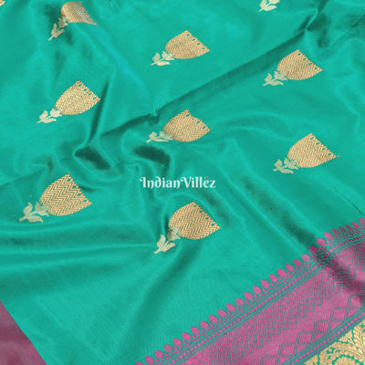 Sea Green Pure Banarasi Katan Silk Saree