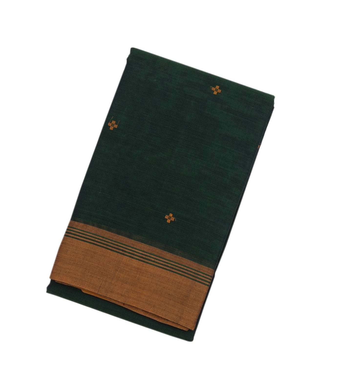 Bottle Green Handloom Rasipuram Cotton Saree With Plus Buttas