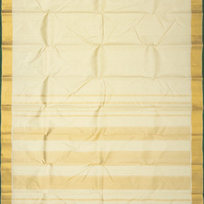 Off White Handloom Kanchipuram Silk Saree With Checks