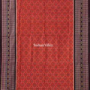 Orange Fish Border Odisha Ikat Sambalpuri Cotton Saree