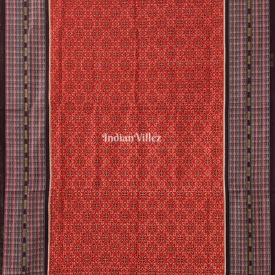 Orange Fish Border Odisha Ikat Sambalpuri Cotton Saree