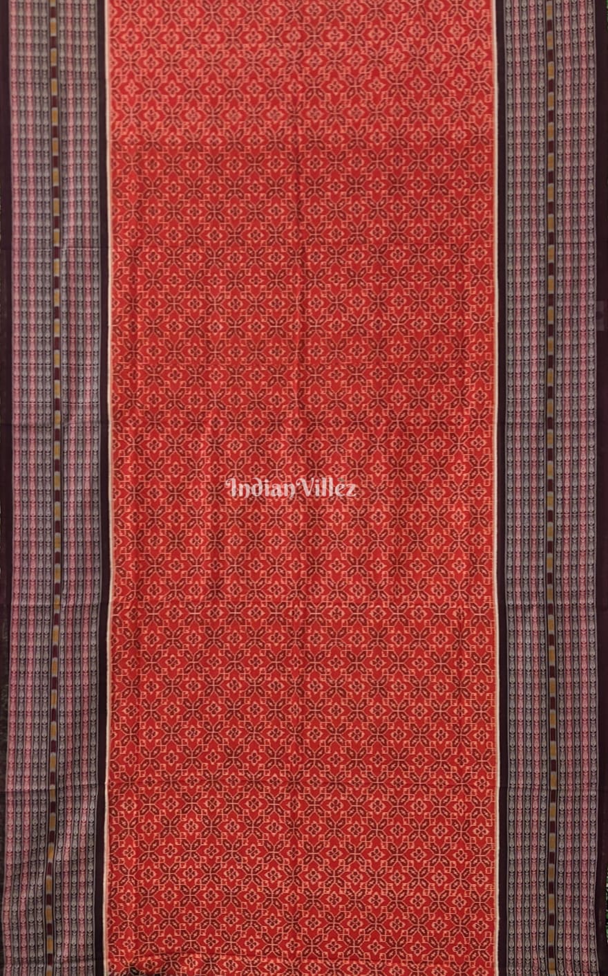 Orange Fish Border Odisha Ikat Sambalpuri Cotton Saree