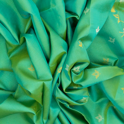 Aquamarine Handloom Uppada Silk Saree With Floral Zari Buttas