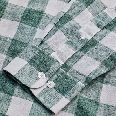 Green Checks Linen Blend Shirt
