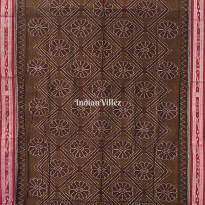Coffee Maroon Maniabandha Odisha Ikat Cotton Saree