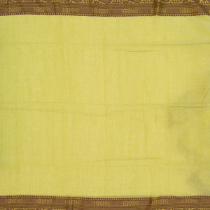 Cardamom Green Bengal Cotton Saree With Mango Motifs  In Border