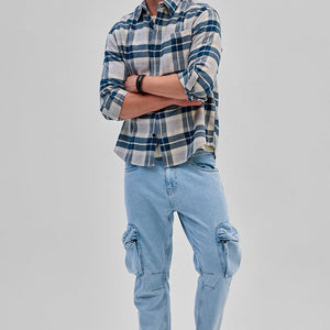 Blue Flannel Checks Overshirt