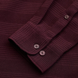 Burgundy Textured Slim Fit Shirt