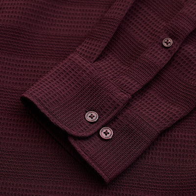Burgundy Textured Slim Fit Shirt