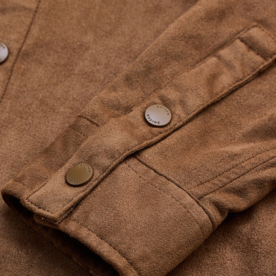 Light Brown Suede Snap Button Overshirt