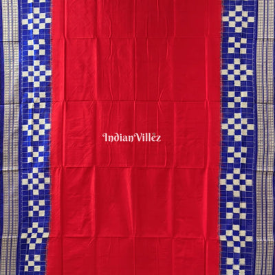 Red Pasapali Theme Sambalpuri Silk Saree