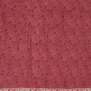 Dark Brown Woven Jaipur Cotton Saree Printed With Floral  Motifs