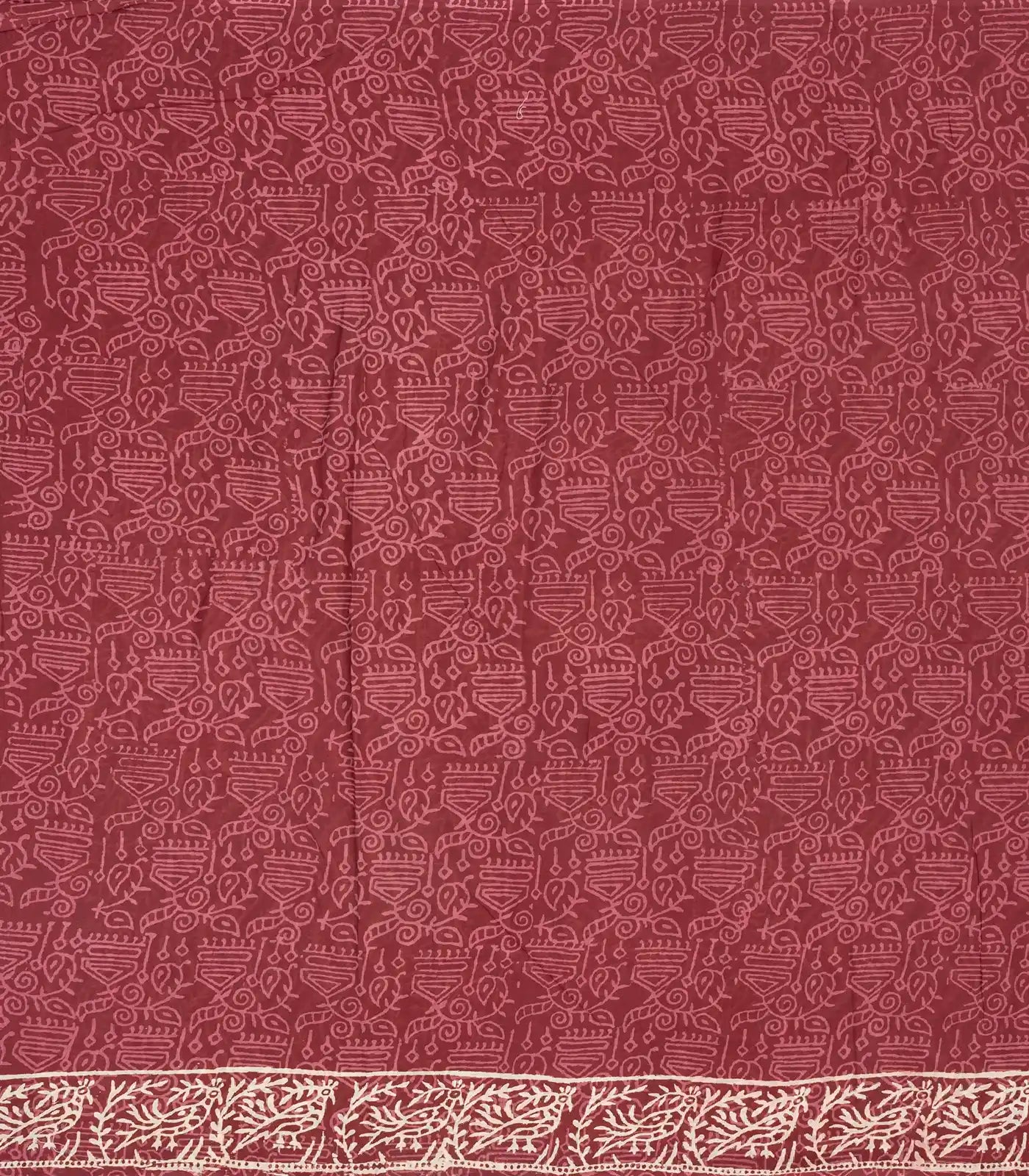 Dark Brown Woven Jaipur Cotton Saree Printed With Floral  Motifs