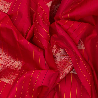 Hot Pink Handloom Soft Silk Saree With Stripes & Buttas