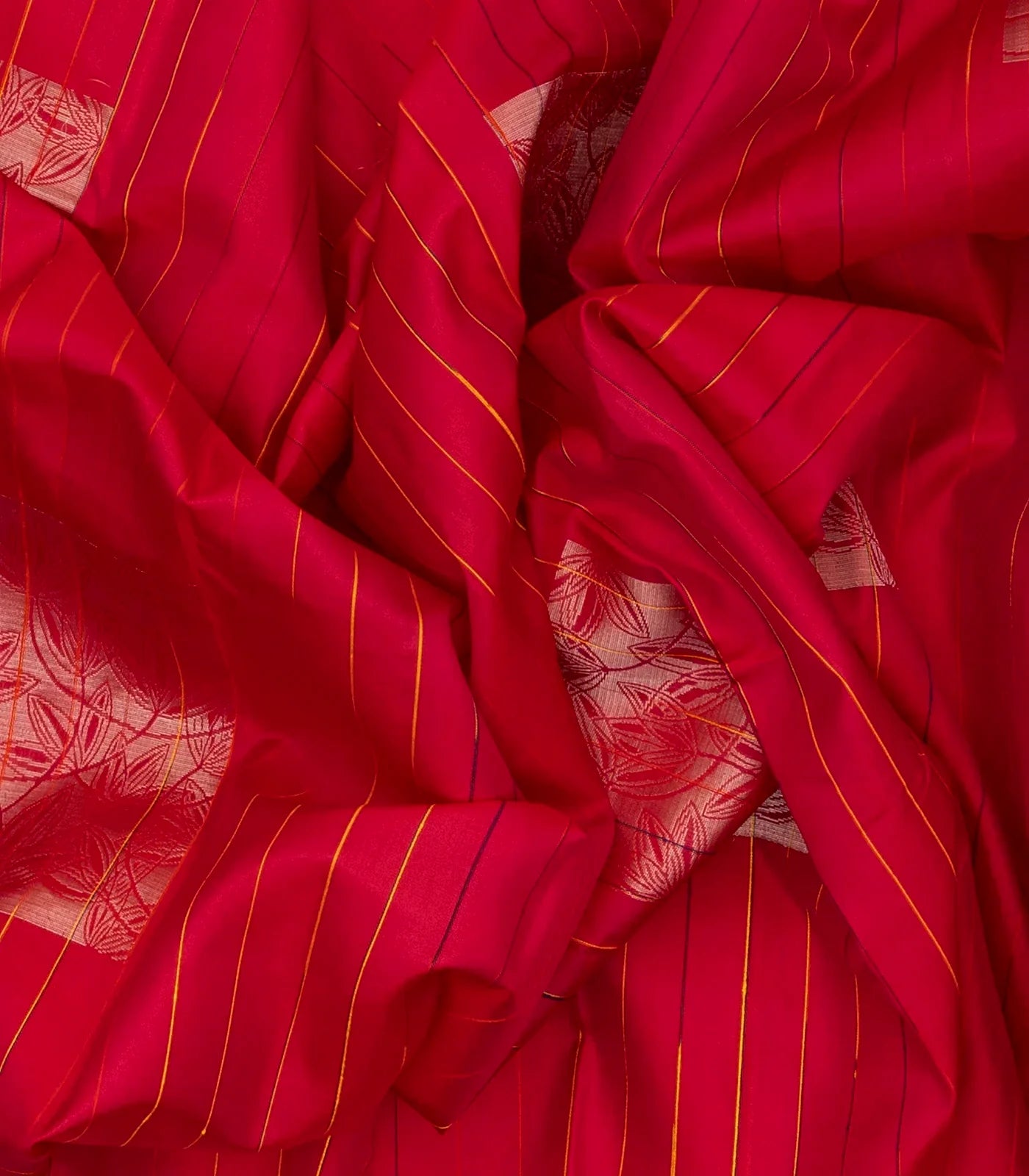 Hot Pink Handloom Soft Silk Saree With Stripes & Buttas