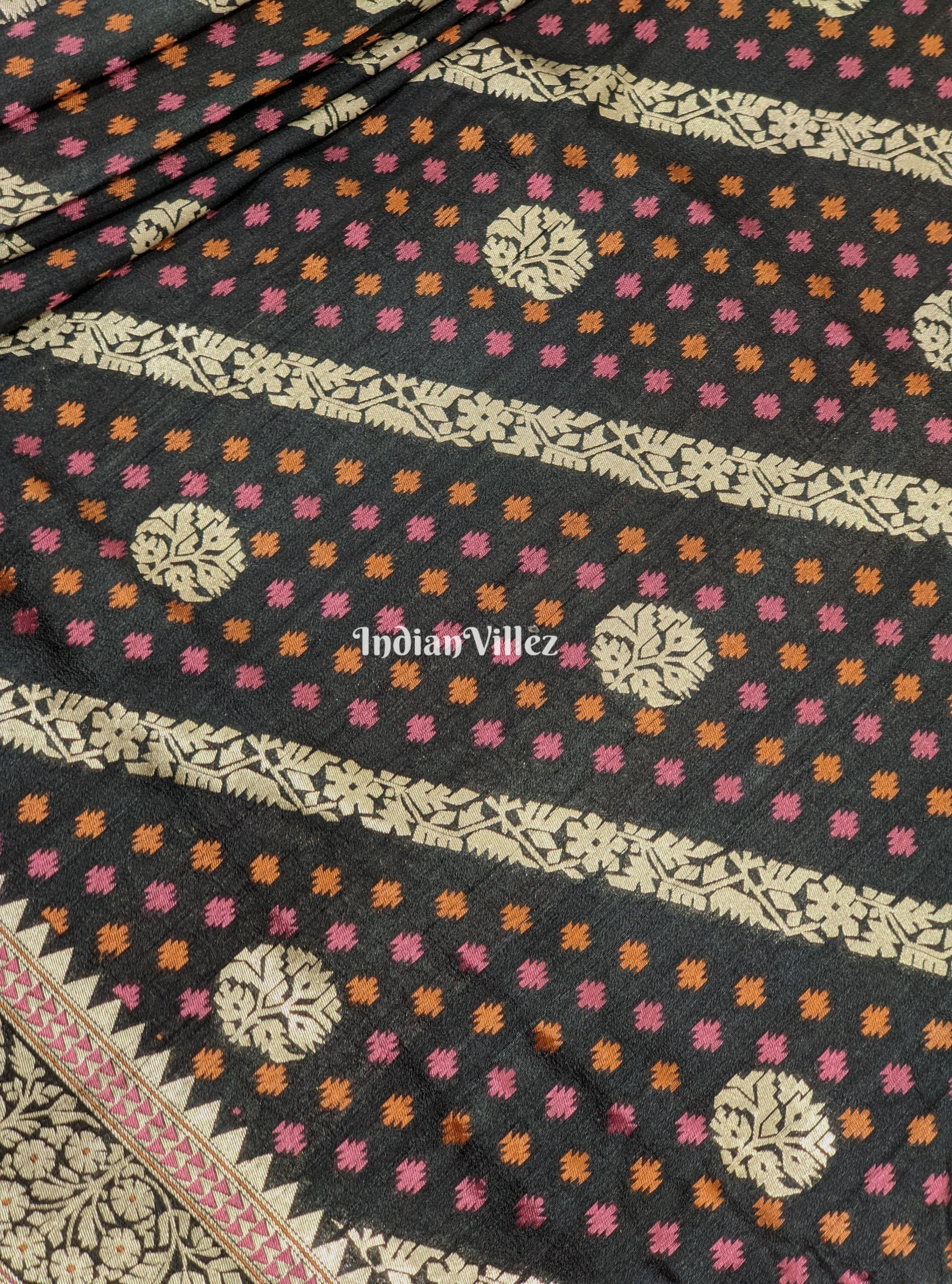 Black Designer Banarasi Tussar Saree