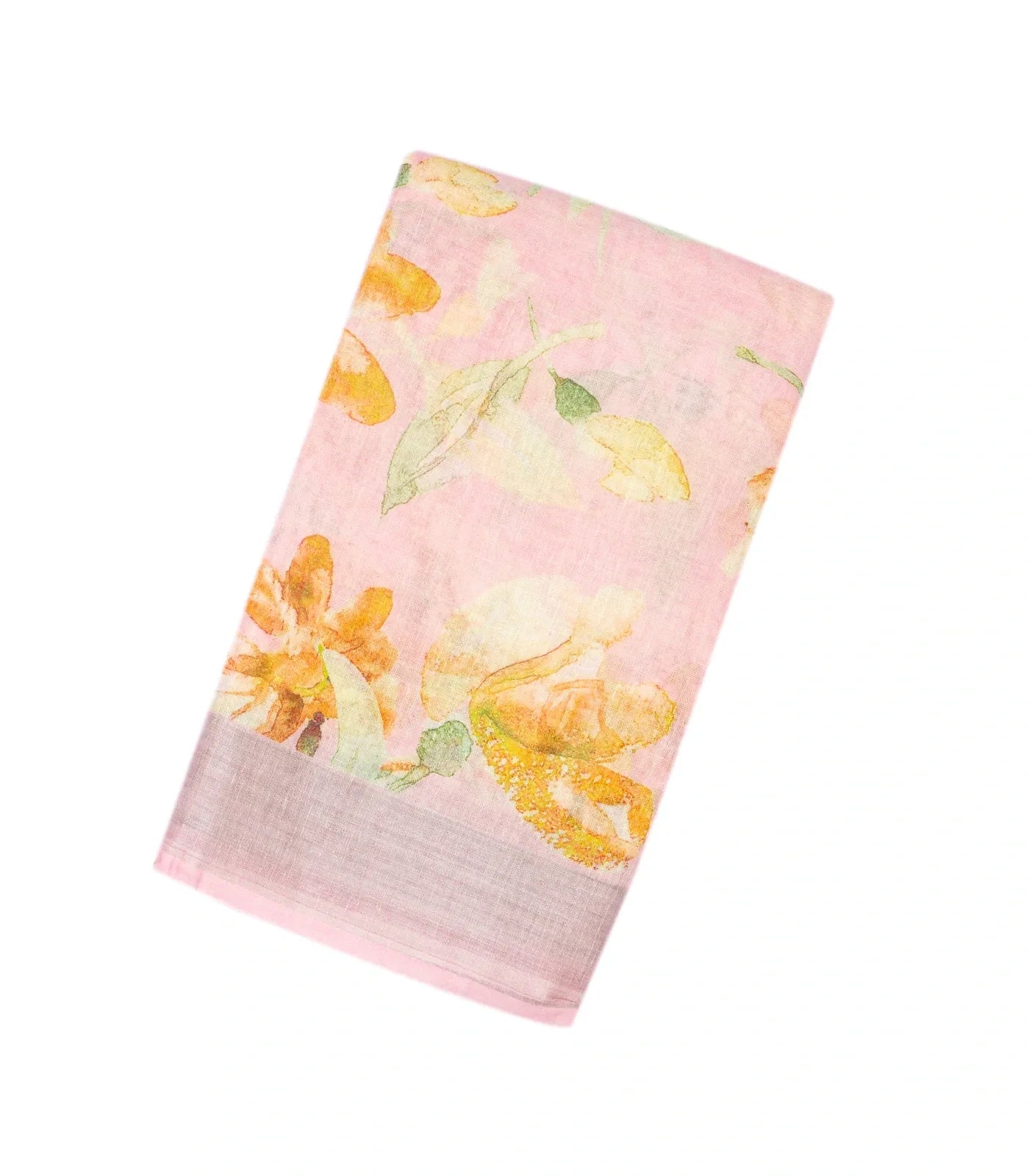 Bubblegum Pink Handloom Linen Saree With Printed Motifs